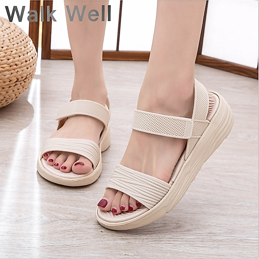 ☀️WALK WELL🎁รองเท้าแตะส้นหน้าผู้หญิงฤดูร้อน สไตล์เรียบง่ายสง่างาม ใส่ทำงาน-เดินทางสบาย