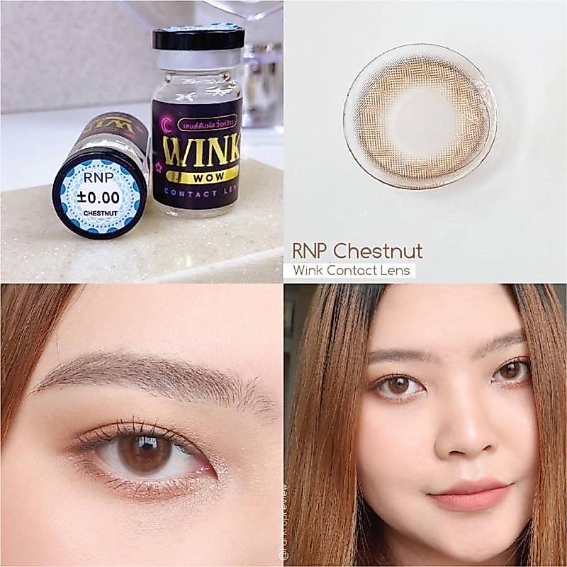 Rnp brown chestnut (Wink lens) ขนาดมินิ Mini กรองแสง uv (บิ๊กอาย คอนแทคเลนส์ Bigeye)