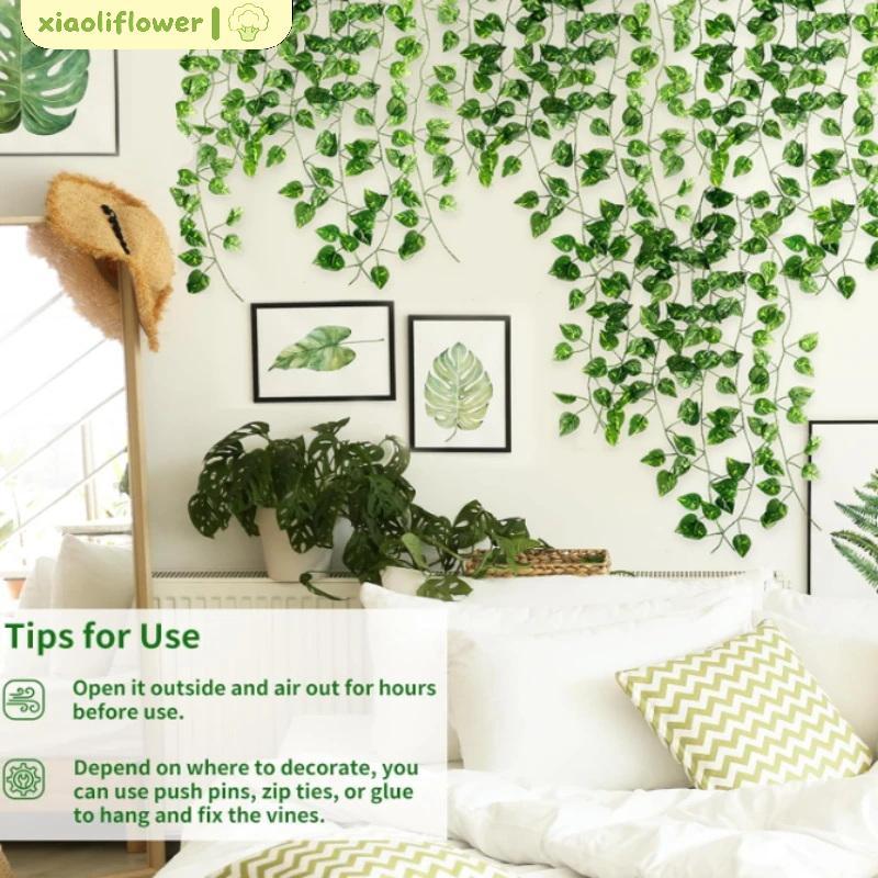 [XIA] พืชไม้เลื้อยปลอม Garland 5 ชิ้น Faux Green Leaf Vines สําหรับในร่มกลางแจ้งแขวนผนังตกแต่งบ้าน [