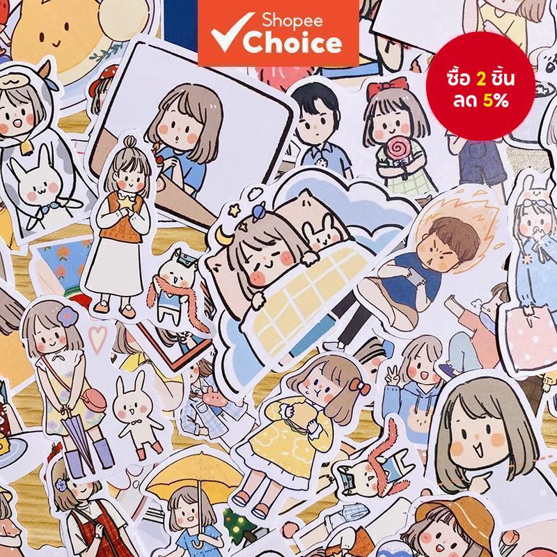 สติกเกอร์ ลายการ์ตูนเด็กผู้หญิง เกลือน่ารัก สําหรับติดตกแต่งสมุด