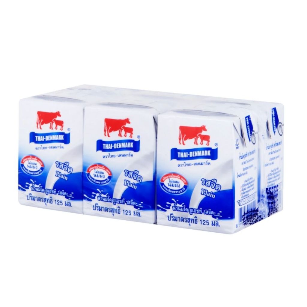 ไทยเดนมาร์ค นมยูเอชทีรสจืด Thai Denmark UHT Milk Plain 250ml. Pack12