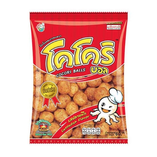 โคโคริ บอลข้าวโพดอบกรอบรสปลาหมึก Cocori Ball Cuttlefish 30g.