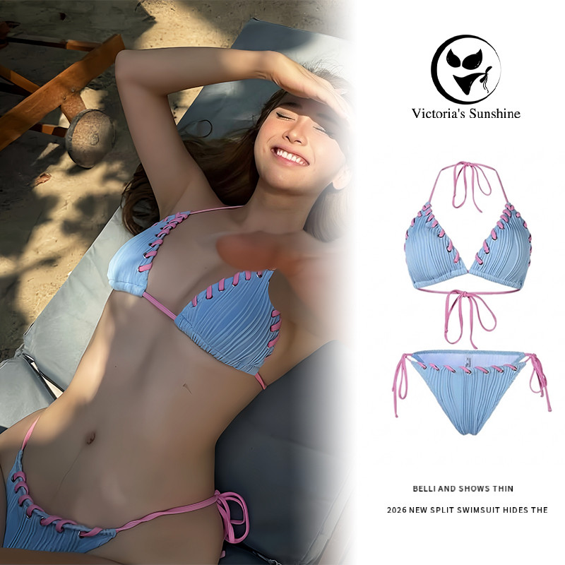บิกินี่ใหม่2026 bikini 2ชิ้น มีฟองน้ำ เปิดหลัง วันหยุดพักผ่อนริมทะเล#0466