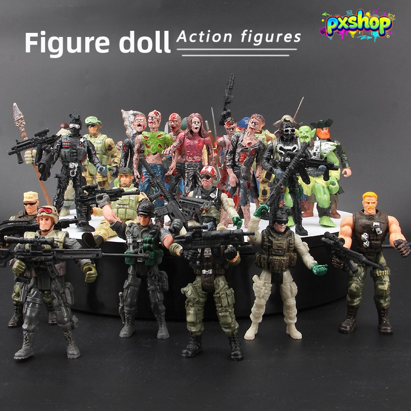 [พร้อมส่ง] ฟิกเกอร์ทหาร 10cm ขยับข้อต่อได้ (สเกล 1:18) หน่วยยุทธวิธีสุดเท่ มาพร้อมอาวุธ&พาร์ทซอมบี้ชีวภาพ โมเดลทหารหน่วยรบพิเศษ ของเล่นเด็ก/ของสะสมพร้อมกล่อง