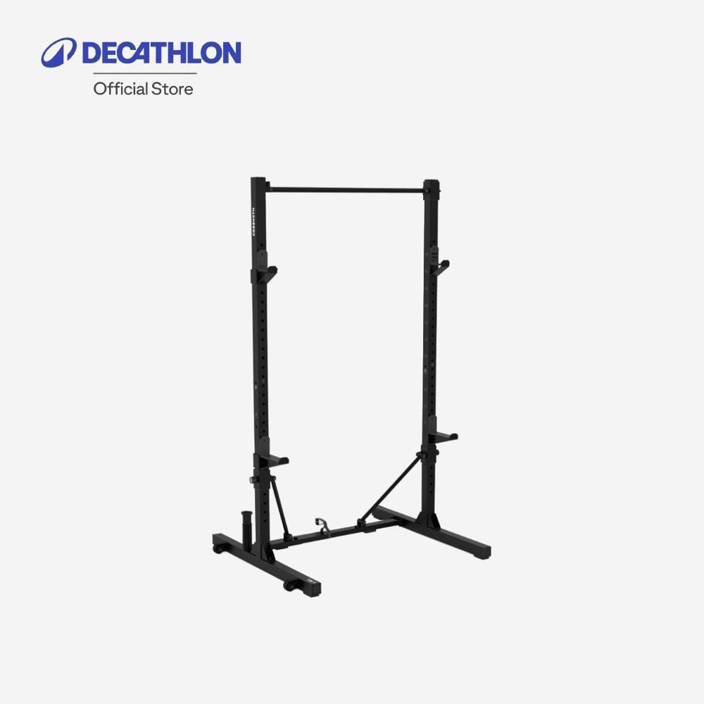Decathlon Fold-Down/Retractable Squat, Bench & Pull-Up Weight Training แร็คเวทเทรนนิ่งแบบพับ/หดได้ รุ่น 500 - Black