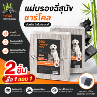 ซื้อ 1 แถม 1🔥แผ่นรองฉี่สุนัข รุ่นชาโคล แผ่นรองฉี่ชาโคล แผ่นรองฉี่แมว ช่วยฝึกขับถ่าย ระงับกลิ่นได้ดี Pee Pad