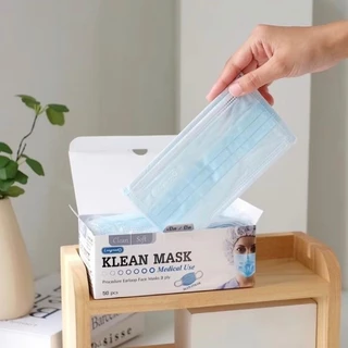 (5กล่อง) Klean Mask คลีนมาส์ก หน้ากากอนามัย สีเขียว สีชมพู สีฟ้า สีขาว สีดำ