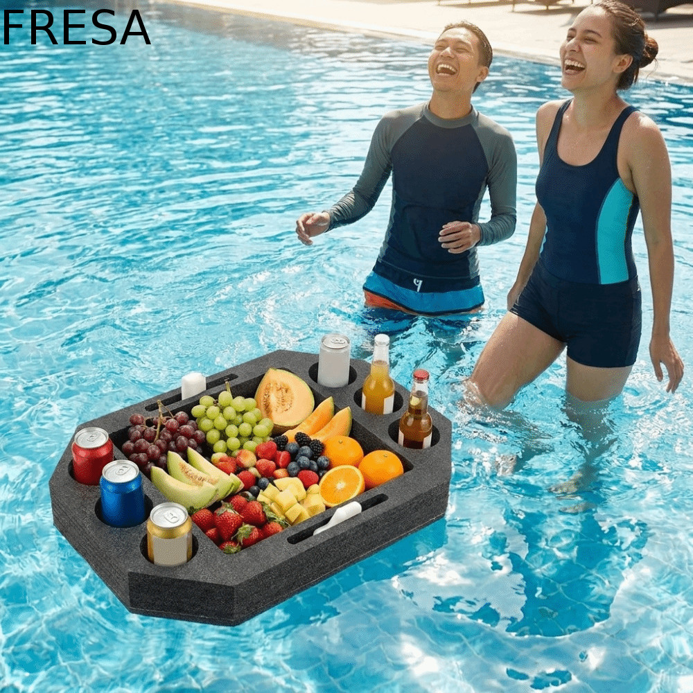 FRESA ชั้นวางเครื่องดื่มลอยน้ํา, ถาดลอยน้ําสระว่ายน้ํามัลติฟังก์ชั่นกันน้ํา, ชั้นวางเครื่องดื่ม, Stable Multi-Hole Pool Drink Float Resort