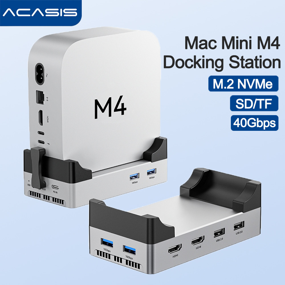 ACASIS Mac Mini M4 Dock 40Gbps Thunderbolt 4/3 USB-C Hub M.2 NVMe SSD Enclosure 4K 60Hz TF SD Card