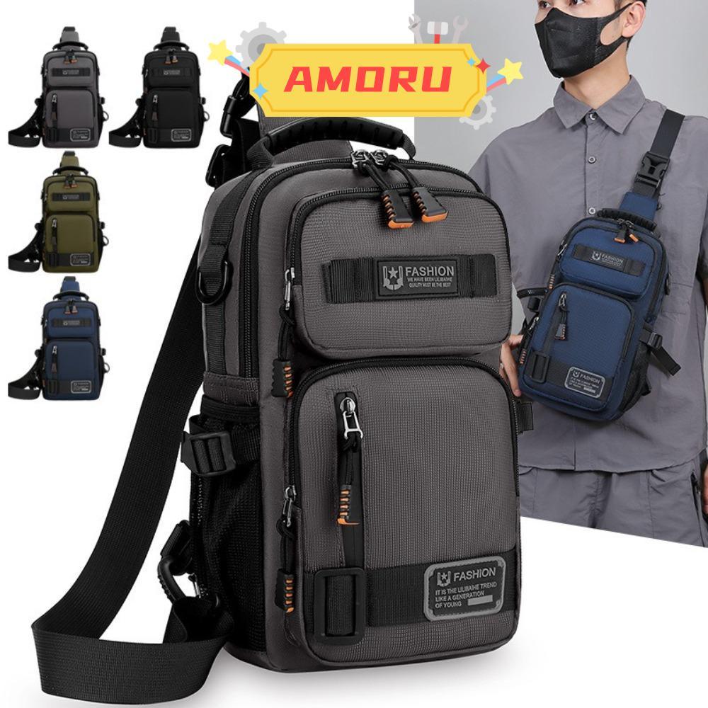 AMOR12U7 กระเป๋าคาดหน้าอก, กระเป๋าสะพายมัลติฟังก์ชั่นขนาดใหญ่, แพ็คเอวน้ําหนักเบา Outdoor Hiking Cyc
