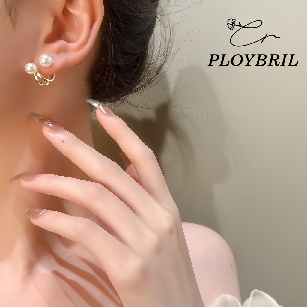 PLOYBRIL ต่างหูมุกผู้หญิง สไตล์เกาหลีอิน แฟชั่นเรียบหรู เรียบง่าย ไม่ซีดจางหรือเปลี่ยนเป็นสีดำ เหมาะทุกโอกาส E093