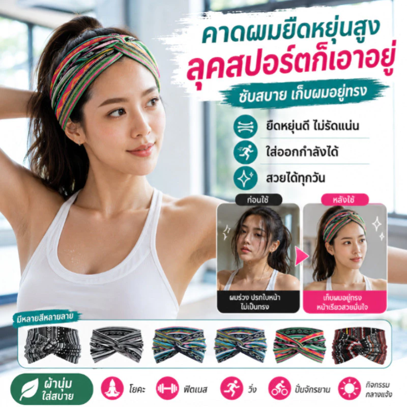 【เหมาะสำหรับโยคะ】แถบคาดศีรษะไขว้แบบยืดหยุ่นสูง ผ้าคาดระบายเหงื่อสำหรับโยคะ แถบคาดแฟชั่น สวมใส่สบาย อุปกรณ์เสริมผมคุณภาพดี สำหรับทุกวัน/ผ้าศีรษะ/แถบศีรษะ