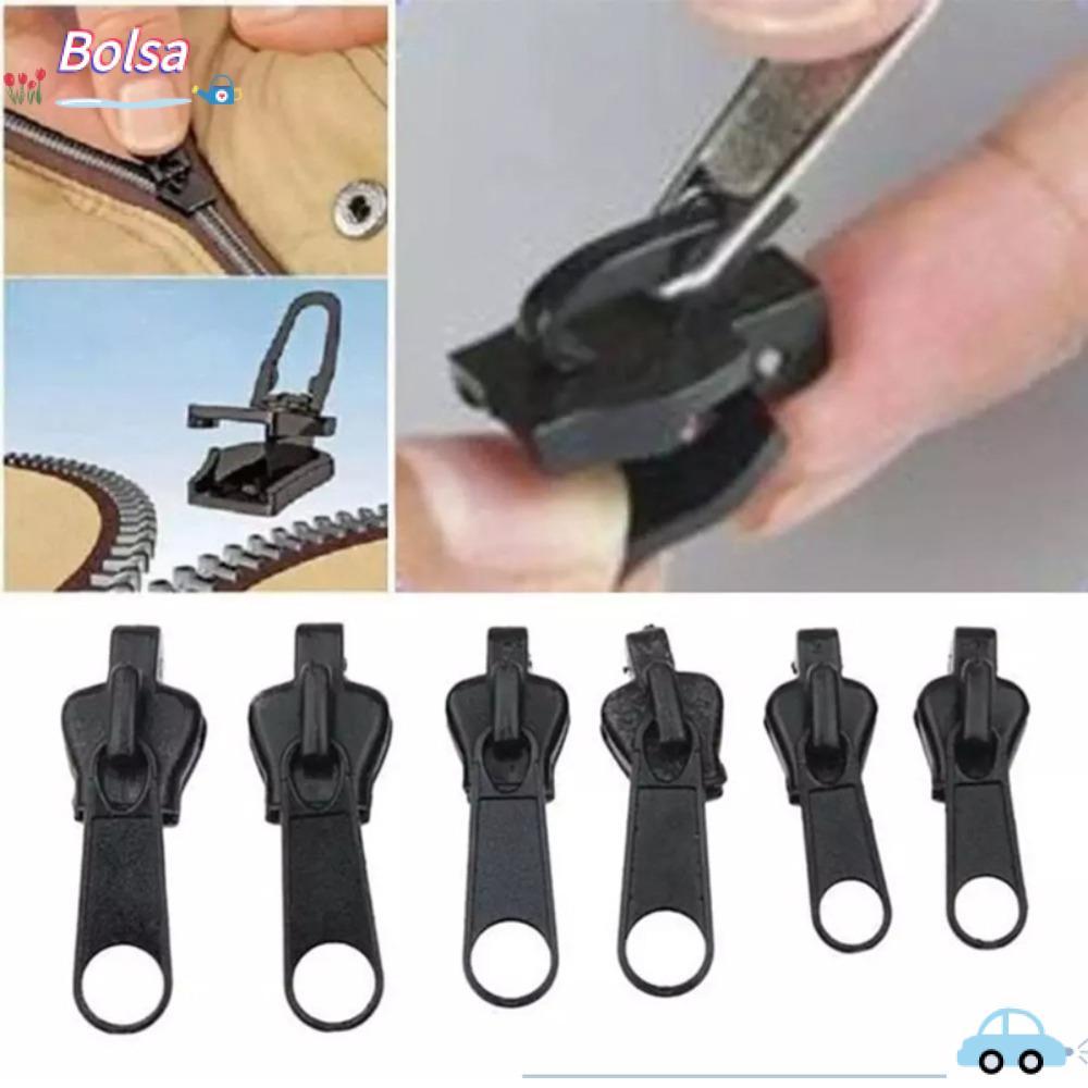 BOLSA 6 ชิ้นเปลี่ยนซิป, DIY เย็บที่ถอดออกได้ซ่อมซิป, Universal กระเป๋าเป้สะพายหลังซ่อมอุปกรณ์เย็บผ้า