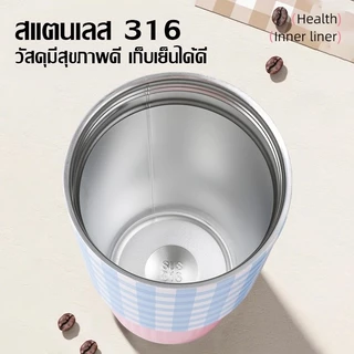 CUP.LAB ลายสก๊อต แก้ว สแตนเลส 750มล ความจุขนาดใหญ่ ร้อนและเย็น ถ้วยสูญญากาศ นอกบ้าน แบบพกพา แก้วเก็บความเย็น 034B