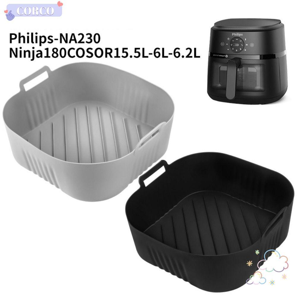 CORCO จานอบ, 6.2L แถบกรองน้ํามัน Air Fryer แม่พิมพ์, ทนทานซิลิโคน Air Fryer Baking Pan สําหรับ Phili