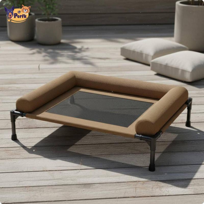 Perfk Resting Platform Breathable Mesh Dog Bed Elevated Pet Cot สําหรับสุนัขสดชื่นฤดูร้อนพื้นที่พักในร่ม