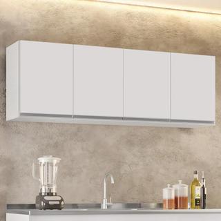 Armário de Cozinha Aéreo 160cm 4 Portas Nevada Branco - Lumil Móveis