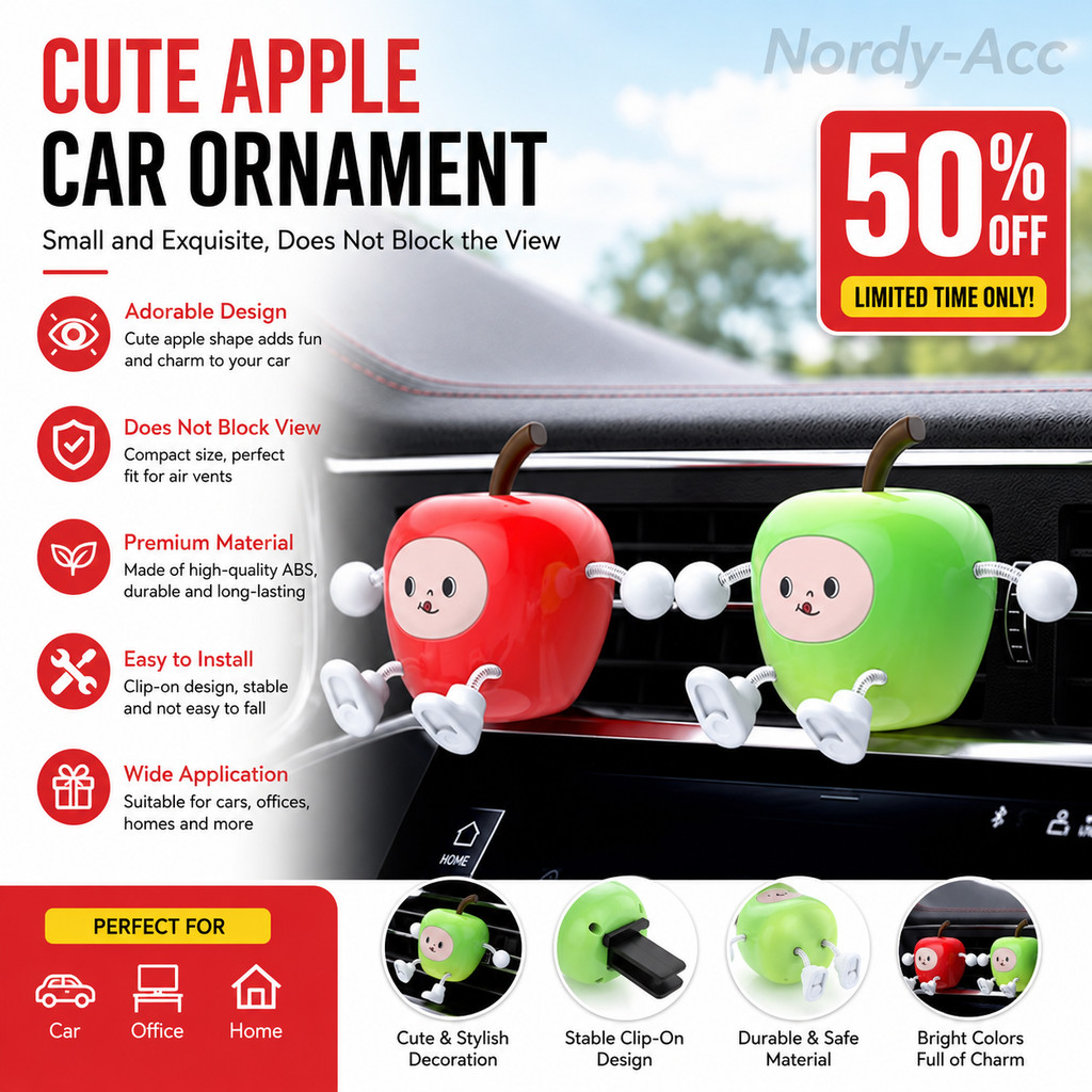 APPLE SHAPED รถ ORAMENT ประณีตเฉพาะตกแต่งจัดแต่งทรงผม Multi ฉากใช้สําหรับยานพาหนะ Office Home Indoor Art Display ทุกวันอุปกรณ์ตกแต่ง