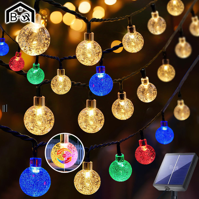 BHQ โซล่าเซลล์ ไฟตกแต่งสวน 20/30/50/100 LED เปลี่ยนสีได้อัตโนมัติ ไฟวินเทจสวยงาม