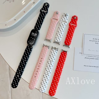 Soft Polka Dot พิมพ์สายรัดซิลิโคนสําหรับ Xiaomi Mi Band 10 9 8 7 pro 6 5 4 3 NFC สร้อยข้อมือสําหรับ Redmi Watch 6 5 4 สายรัดข้อมือ