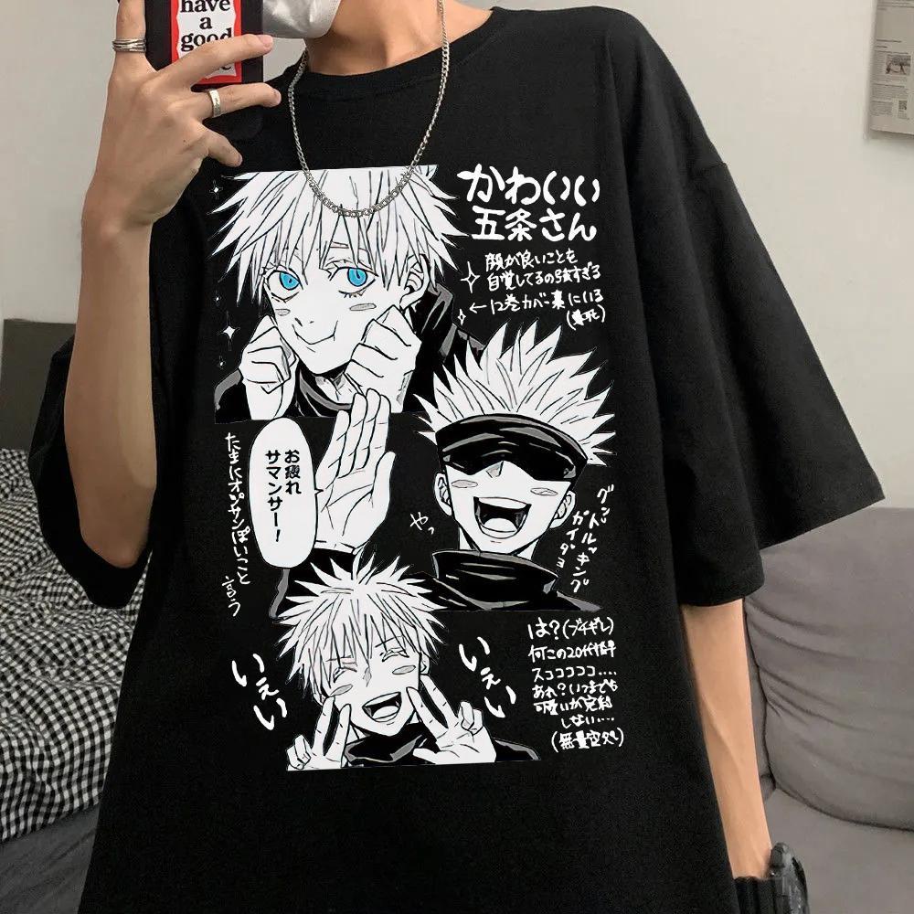 ที-เชิ้ตผู้ชาย อนิเมะญี่ปุ่น Jujutsu Kaisen พิมพ์ Itadori Yuji เสื้อฮาราจูกุ เสื้อ Ryomen Sukuna เท่ ยูนิเซ็กซ์ แขนสั้น