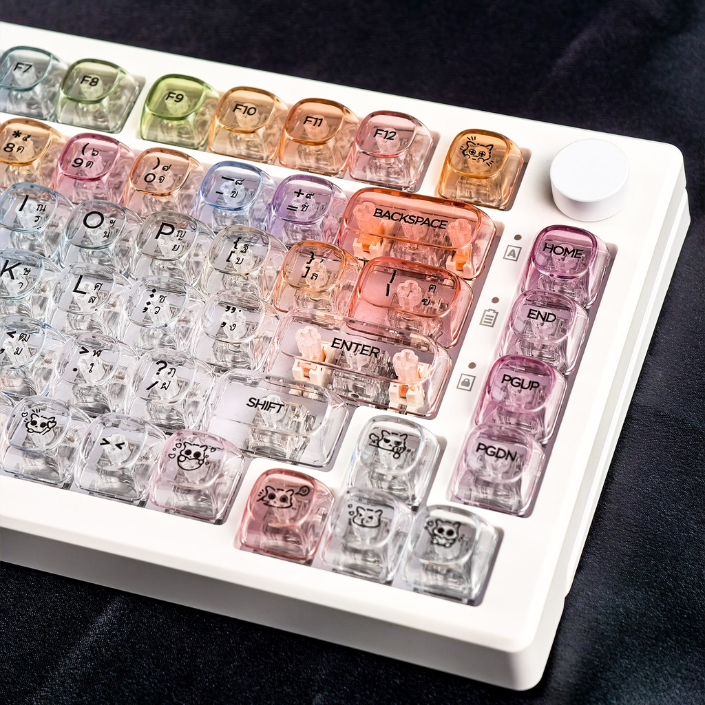 MAIMOOO Rainbow Ballon PC ไทย Keycap MOA Profile 125 คีย์ UV Process Aula F75 F99 Ajazz AK820 สีสัน Gradient Keycaps การส่งผ่านแสงภาษาไทย Keycap