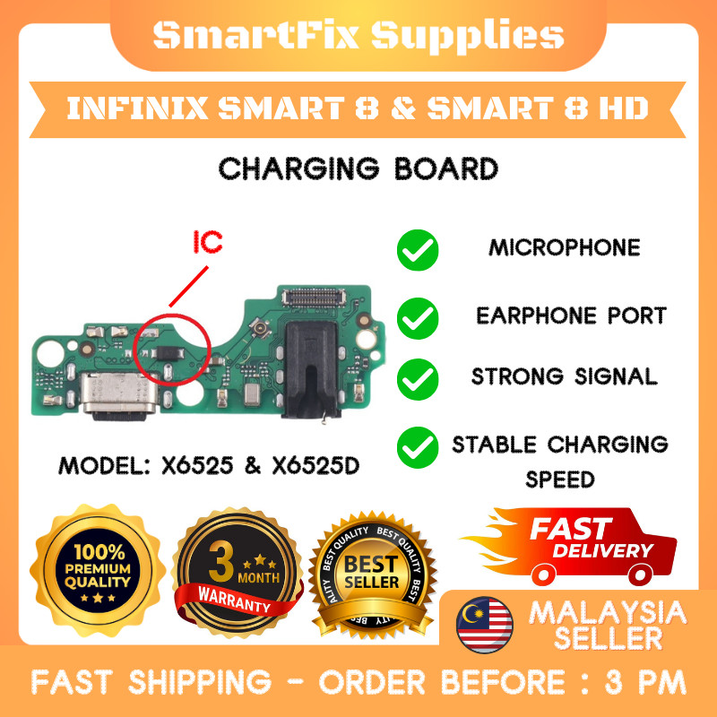 สําหรับ Infinix Smart 8 & Smart 8 HD X6525, X6525D Type C ชาร์จพอร์ตชาร์จ