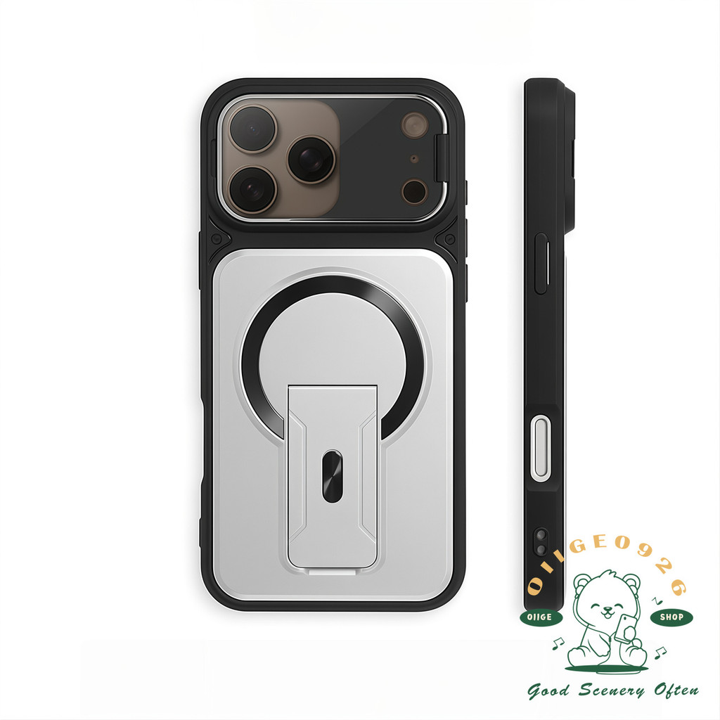 Anti-drop skin-sensitive magnetic bracket เคสโทรศัพท์ Iphone17 Pro Max 16 15 14 13 12 เคสสําหรับ IPhone เคสซิลิโคน Soft Shell TPU + PC กันกระแทก