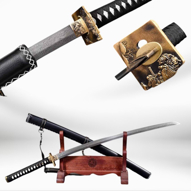 [Pre Order] ดาบซามูไร Katana งาน T10 Damascus จาก ญี่ปุ่น วัสดุเหล็กลาย ดาบตั้งโชว์ ไม่ลับคม