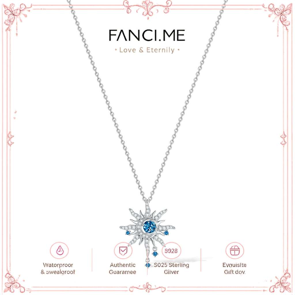 FANCIME "Soluna Nexus" สร้อยคอเงินแท้ Birthstone ธันวาคม
