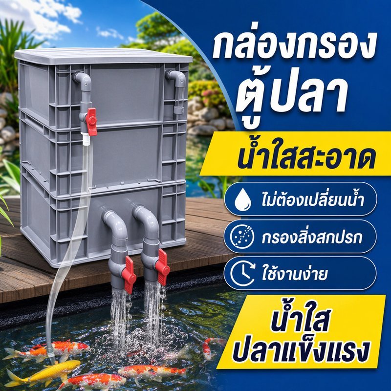 กรองตู้ปลา กล่องกรองน้ำ ปั๊มน้ำตู้ปลา เติมออกซิเจน น้ำใส ลดกลิ่น ดูแลง่าย ตู้ปลา บ่อปลา