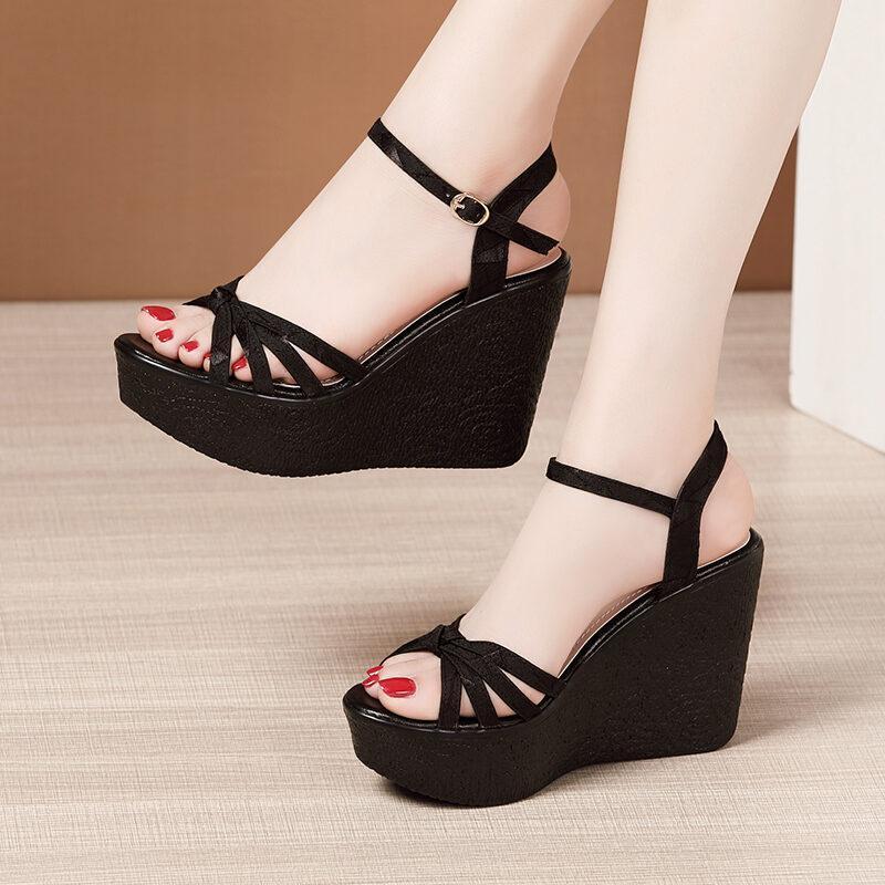 Summer Super High Wedge Sandals Women 2021 New Platform Platform Ankle-Strap High Heels All-Matching