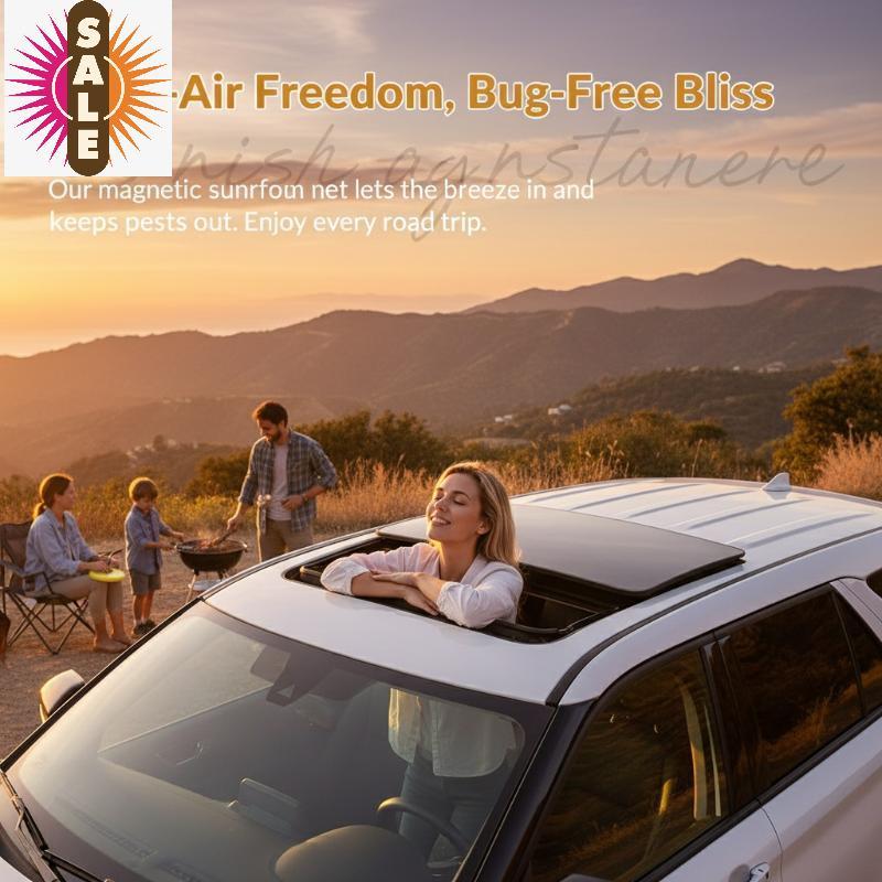 Ap รถแม่เหล็ก Sunroof มุ้งกันยุงตาข่ายขนาดใหญ่ Universal Sun Shade ระบายอากาศแมลงสําหรับ Camping Sle