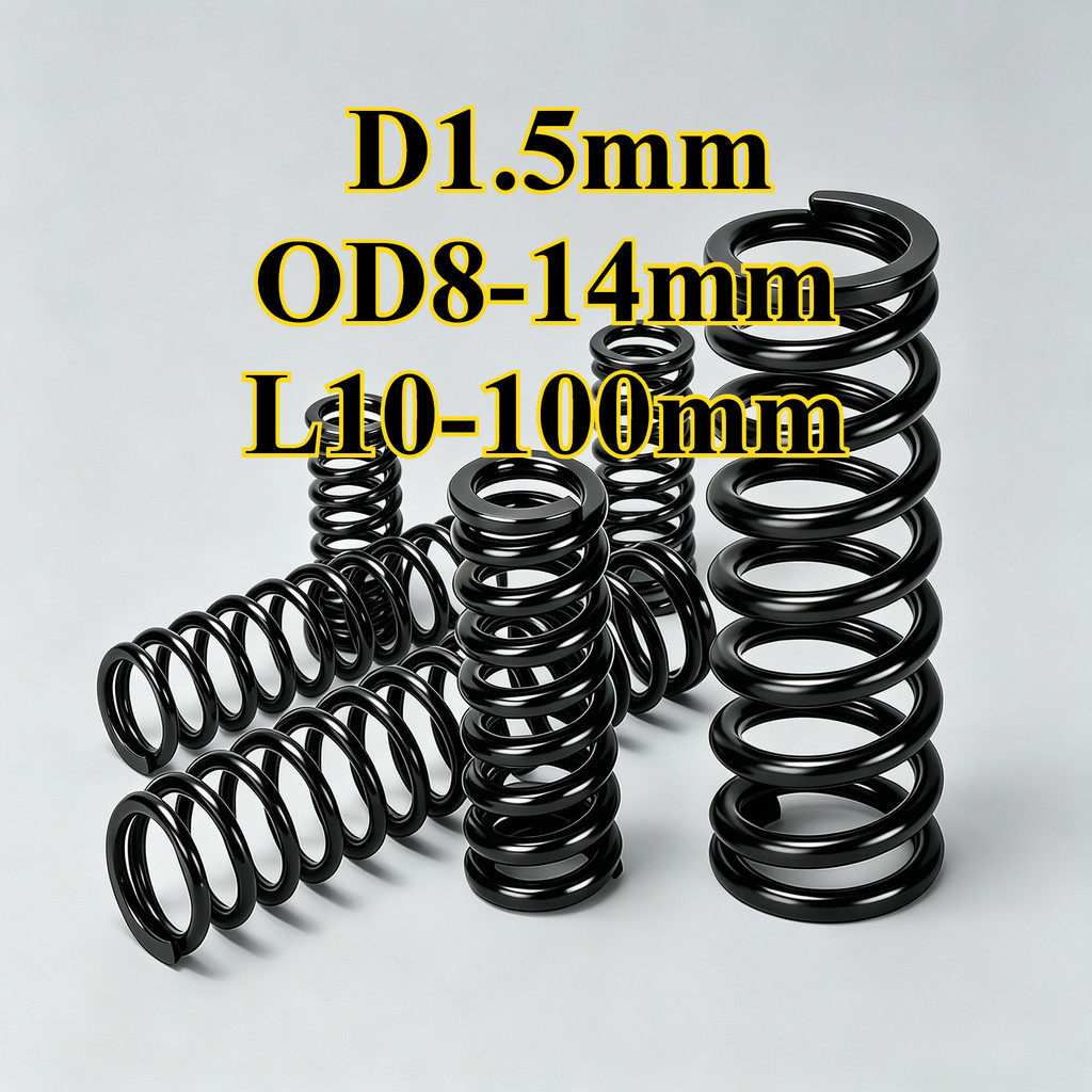 สปริงบีบอัด สปริงคืน 65Mn สปริงอัดเหล็ก d1.5mm*OD8-14mm*L10-100mm(ZH-PFH)