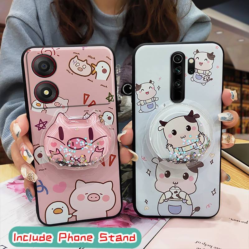 Glitter ทนทานเคสโทรศัพท์สําหรับ ZTE Blade A34 การ์ตูนแฟชั่นออกแบบ Soft Case ป้องกัน TPU Kickstand คว