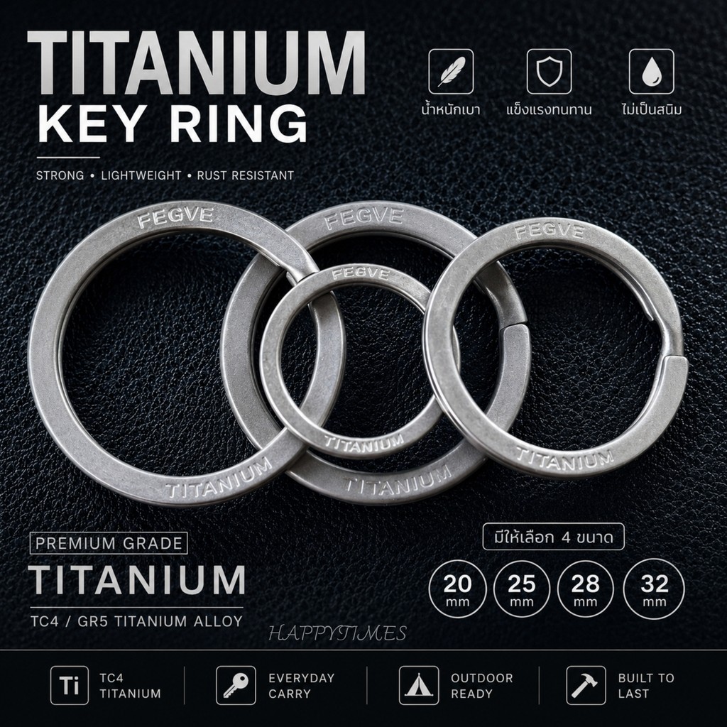 ห่วงกุญแจไทเทเนียม TC4 แท้ มีสลัก FEGVE และ TITANIUM น้ำหนักเบา แข็งแรง ไม่เป็นสนิม วงแหวนพวงกุญแจไทเทเนียม