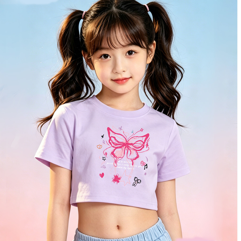 1-12ปีสาวแฟชั่นพืชยอดนิยมสําหรับเด็กผ้าฝ้ายคุณภาพสูงน่ารักพิมพ์ออกแบบรอบคอเสื้อยืดท็อปส์พืชสําหรับเด