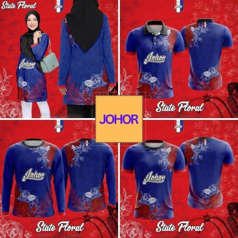 JERSEY JOHOR FLORAL EDITION เหมาะสําหรับ Johor residents, Johor Muslims tshirt collar jdt