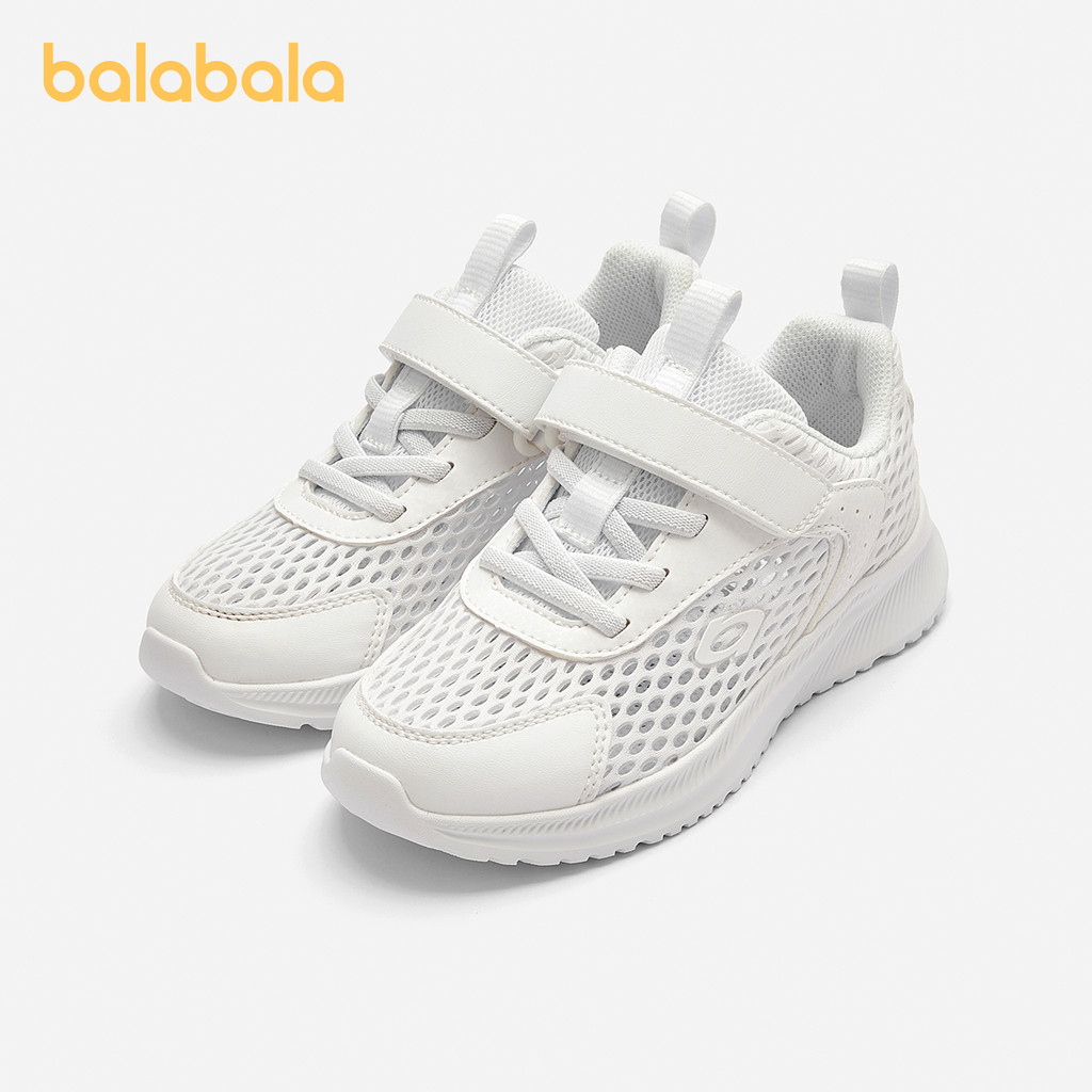 Balabala รองเท้าผ้าใบเด็ก รองเท้ากีฬาเด็กสีขาว ระบายอากาศ น้ำหนักเบา ใส่ง่าย พื้นนุ่มกันลื่น สำหรับเด็กชายและเด็กหญิง