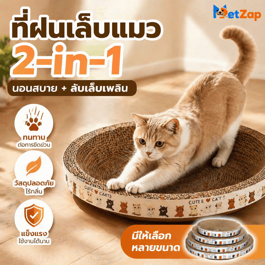 【FurBaby】ที่ลับเล็บแมว กระดาษลูกฟูก ทรงกลม/ทรงรี ใช้เป็นที่นอนได้ ทนทาน ขุยไม่ร่วง พร้อมส่ง COD CW-061