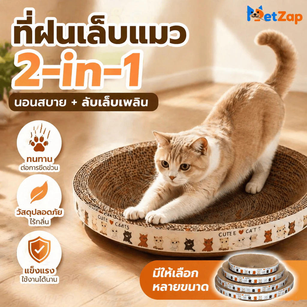 【FurBaby】ที่ลับเล็บแมว กระดาษลูกฟูก ทรงกลม/ทรงรี ใช้เป็นที่นอนได้ ทนทาน ขุยไม่ร่วง พร้อมส่ง COD CW-061