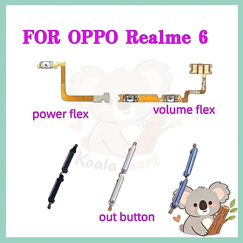 สําหรับ OPPO Realme 6 โทรศัพท์สวิทช์ Key Power On Off Volume up down ปุ่มด้านข้างปุ่ม Flex เปลี่ยน