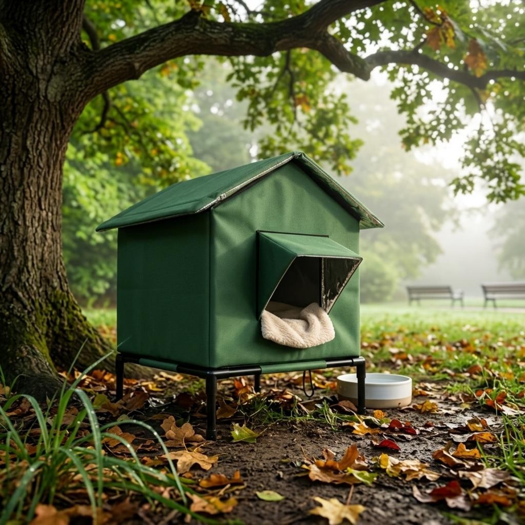 Feline House ฉนวน Weatherproof บ้าน Feline แบบพับได้สําหรับแมวจรจัด