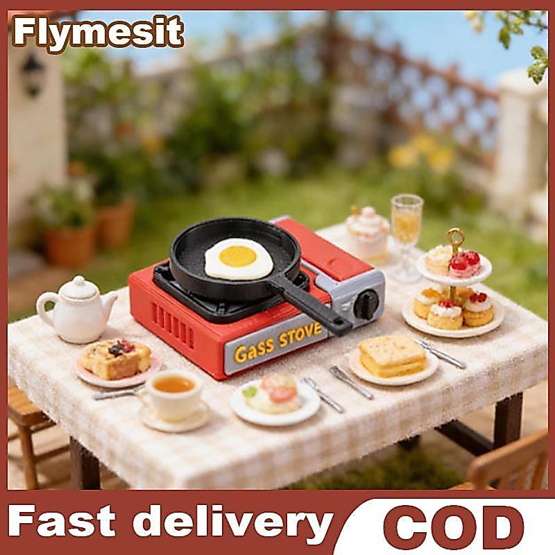 Flymesit 1 ชุด 1/12 Scale Miniature การ์ดเตาสําหรับตุ๊กตาจําลอง Creative อุปกรณ์ครัว DIY Decor Play ชุด EN