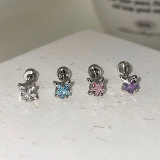 Roselife เกาหลี S925 เงิน 2 ชิ้นคริสตัล Star Pierced สกรูต่างหูผู้หญิงเลือกฟรีหู Studs เครื่องประดับ