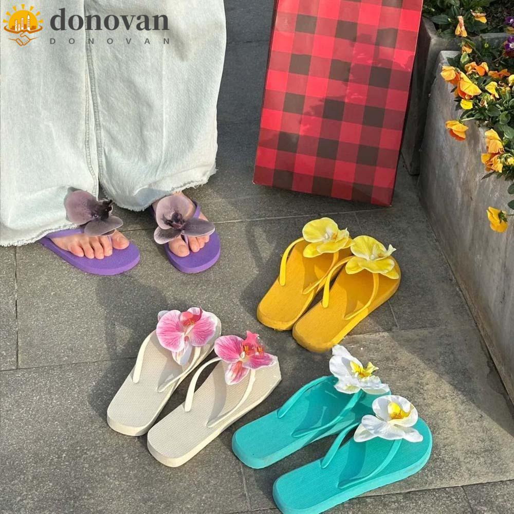 DODONVAN Moth Orchid รองเท้าในครัวเรือน, PE Anti-slip Butterfly Orchid Flip Flops, Sandal Resilience