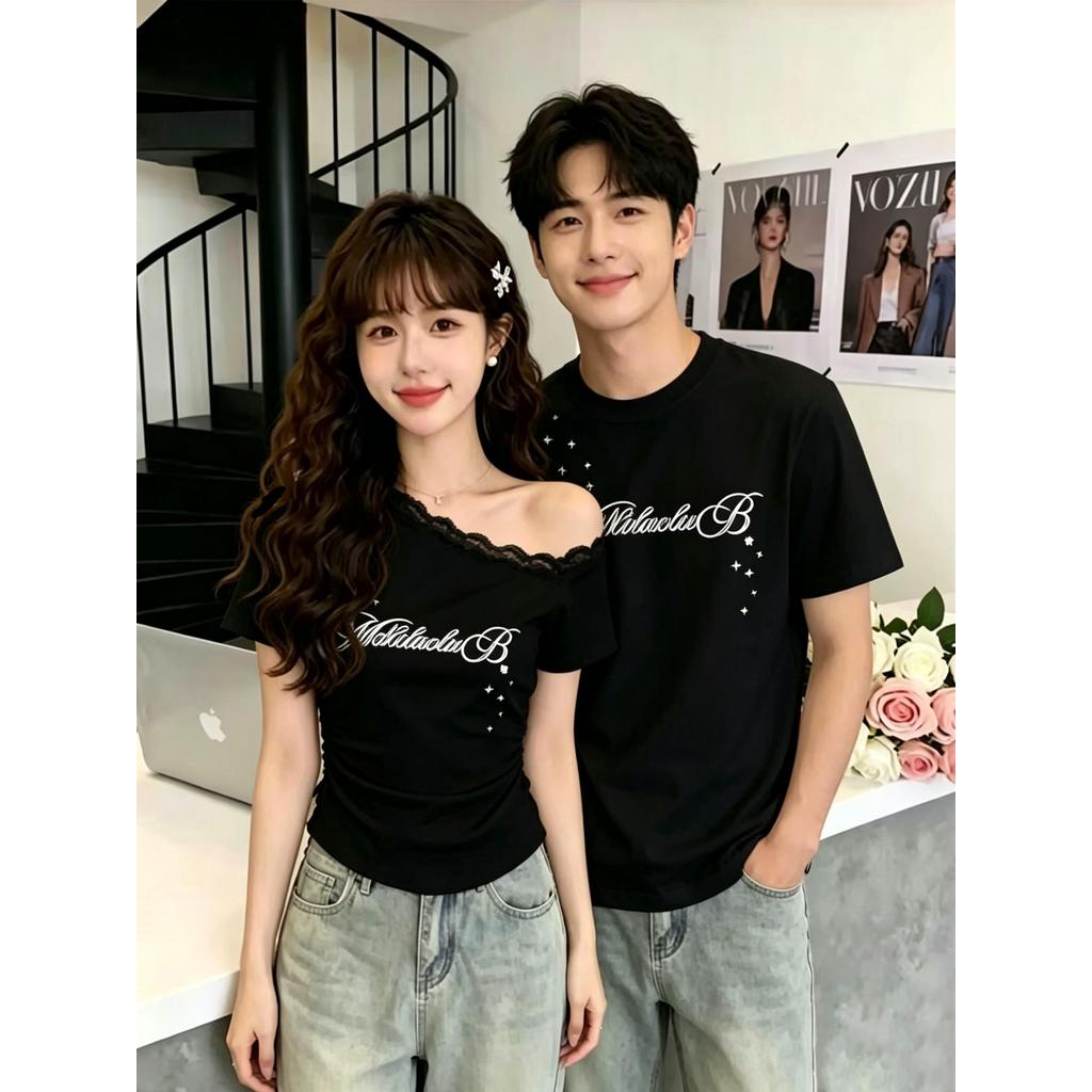【จัดส่งจากไทย】แบบใหม่หน้ารSummer ใส่สบาย ใส่คู่กับอะไรก็ได้ คอกลม เสื้อยืดแขนสั้น นุ่มสบาย พิมพ์ลาย นุ่มนวลสบายตัวทุกวัน