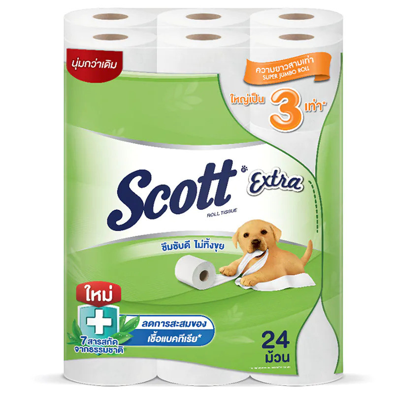 สก๊อตต์ เอ็กซ์ตร้า กระดาษชำระยาว3เท่า Scott Extra Toilet Tissue Long 3X 24Pcs.