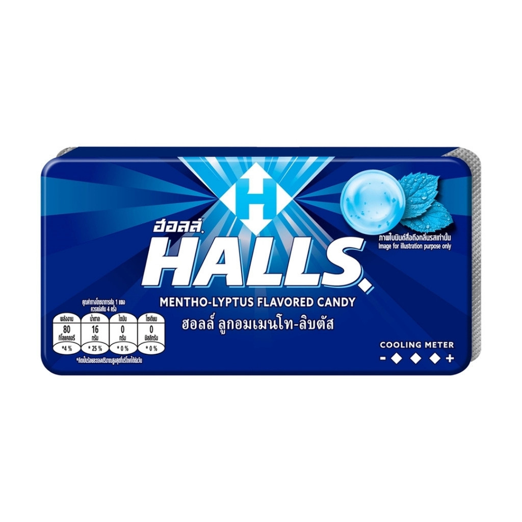 ฮอลล์ ลูกอมเมนทอลลิปตัส Halls Cool Mento-Lipus Candy 22.4g.