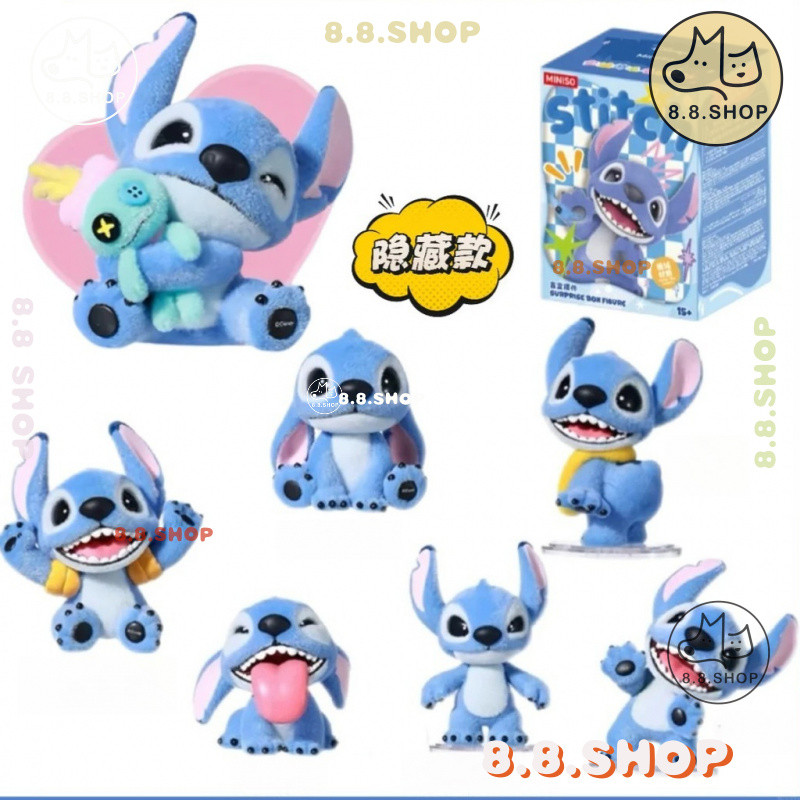 ✨8.8 ร้าน✨[ของแท้] พร้อมสต็อก 丨 MINISO Stitch Furry Adventure Series Mystery Box Flocking Doll✨
